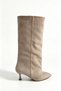 Bonitta Beige Suede Loose Fit Women's Mini-Heel Boots - 2