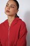 RED SOFT-TEXTURED CARDIGAN WITH HOOD AND ZIPPER - 2