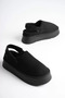 Women's Black Suede Winter Fur-Lined Slippers with Strap at the Back and 5 cm Thick Soles TR04MK06A - 4