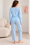Women's Premium Modal Jersey Pajama Set—100% Cotton, Soft-Textured, Long-Sleeved, Printed Pattern, Top and Bottom Set, 2-Piece Set - 4