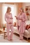 New Season Pink Shawl Collar Fleece Winter Robe, Nursing-Friendly Design, Long-Sleeved Maternity and Postpartum Robe and Pajama Set - 2