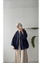 LACE-TRIMMED PUFF-SLEEVE JACKET - NAVY BLUE - 4