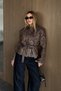 Brown Patterned Belted Jacket - 2653 - 2
