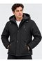 Outdoor hooded water and windproof quilted fleece-lined fiber-padded softshell jacket 7821 - 3