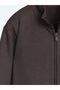Brown High-Neck Plain Sweatshirt - 2
