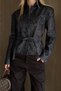 Black Patterned Belted Jacket - 2653 - 2