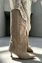 Bonitta Beige Suede Loose Fit Women's Mini-Heel Boots - 6