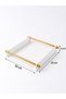 White Mica Serving Tray with Gold Handles - Organizer with Metal Handles, 25x20 cm - 4