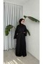 BUTTONED CHIFFON ABAYA - BLACK - 5