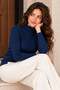 Long-Sleeve Knit Bodysuit N922 Navy Blue - 3