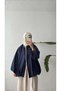 LACE-TRIMMED PUFF-SLEEVE JACKET - NAVY BLUE