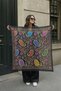 100% Cotton Colorful Ethnic Patterned Etro Shoulder Scarf, 100x100 cm - 3