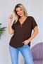 New Season V-Neck Zipper Detailed Cotton Plus Size Blouse - 3