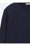 Navy Blue Crew-Neck Knit Sweater - 2