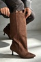 Bonitta Bitter Coffee Suede Loose Fit Women's Mini-Heel Boots - 3