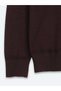 Burgundy Half Turtleneck Plain Knit Wool Blended Sweater - 4