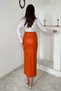 Orange Slit Ornamental Patchwork Skirt - 4