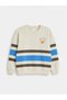 Ozmarka New Season Beige Striped Boys' Thick Sweatshirt