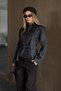 Black Patterned Belted Jacket - 2653 - 3