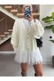 OVERSIZED KNITTED CARDIGAN WITH Tulle Detail - 2