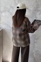 Mustard Collar Garnished Plaid Jacket - 5