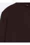 Burgundy Half Turtleneck Plain Knit Wool Blended Sweater - 2