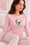 Women's Premium Modal Jersey Pajama Set—100% Cotton, Soft-Textured, Long-Sleeved, Printed Pattern, Top and Bottom Set, 2-Piece Set - 2