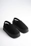 Women's Black Suede Winter Fur-Lined Slippers with Strap at the Back and 5 cm Thick Soles TR04MK06A - 3