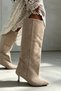 Bonitta Beige Suede Loose Fit Women's Mini-Heel Boots