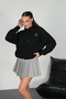 Women's Oversized Hooded Sweatshirt with Stone Embellishments and Star Print - 3