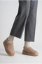 ZRT04MK06 Premium Warm-Lined Plush Slippers with Adhesive Strap, 5 cm - Light Brown Suede