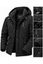 Outdoor hooded water and windproof quilted fleece-lined fiber-padded softshell jacket 7821 - 5