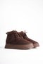 Women's Bitter Coffee Suede Winter Lace-Up Boot with Fur-Trimmed Lining, 5 cm Thick Sole TR04MK08D - 4