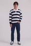 Thick striped long sleeve polo collar t-shirt - 2