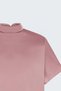 Short-Sleeved Batwing-Sleeve Loose-Fit Blouse - Powder - 3