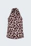 Turtleneck Sleeveless Blouse - Beige-Burgundy - 4