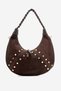 Vesta Women's Shoulder Bag, Genuine Suede Leather, BROWN