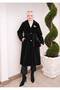 Belted Fleece-Lined, Soft, Fuzzy Cashmere Melton Coat - 4