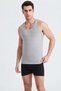 5-Pack Gray Cotton Jersey Classic Men's Tank Top - Gingham Pattern, Comes with a Free Unisex Band - 5