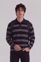 Thin striped long sleeve polo collar t-shirt