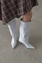 Penka Women's Wrinkled Leather Boots, White - 3