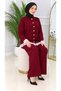Women's Knit Set: Cardigan and Pants with Lace Embroidery on the Collar, Sleeves, and Hem, Featuring 7 Silver Buttons - 2