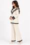 Women's Two-Piece Set with a Crew Neck Featuring Lace Details on the Front and Sleeve Ends, Paired with Corded Fabric Knit Pants - 4