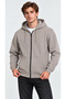 Men's Stone-Colored Hooded Full-Zip 3-Ply Winter Sweatshirt with Zippered Pockets - 5