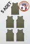 5-Pack 100% Cotton Jersey Classic Men's Tank Tops - Gingham Pattern, Comes with a Free Unisex Band