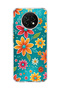 Poco X3 Pro Compatible Transparent Phone Case with Colorful Flower Turquoise Print