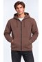 Men's Brown Hooded Full-Zip 3-Ply Winter Sweatshirt with Zippered Pockets - 2