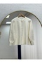 Bahardil Mini Gold-Buttoned Short Cardigan - KR6041 Ecru - 2