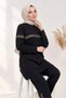 Women's Glitter Stripe Hoodless Hijab Tracksuit Set - 2
