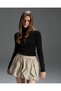 Mira Corded Fabric Knit Boat Neck Women's Sweater – Black - 4